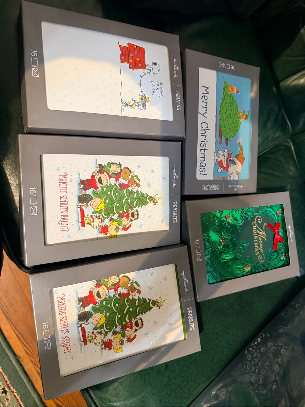 Hallmark Peanuts Holiday Card Sets - Green, Red, White, Blue